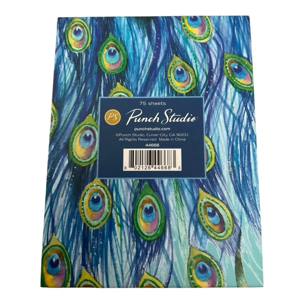 Punch Studio Emerald Peacock Gold Brooch Mini Notepad